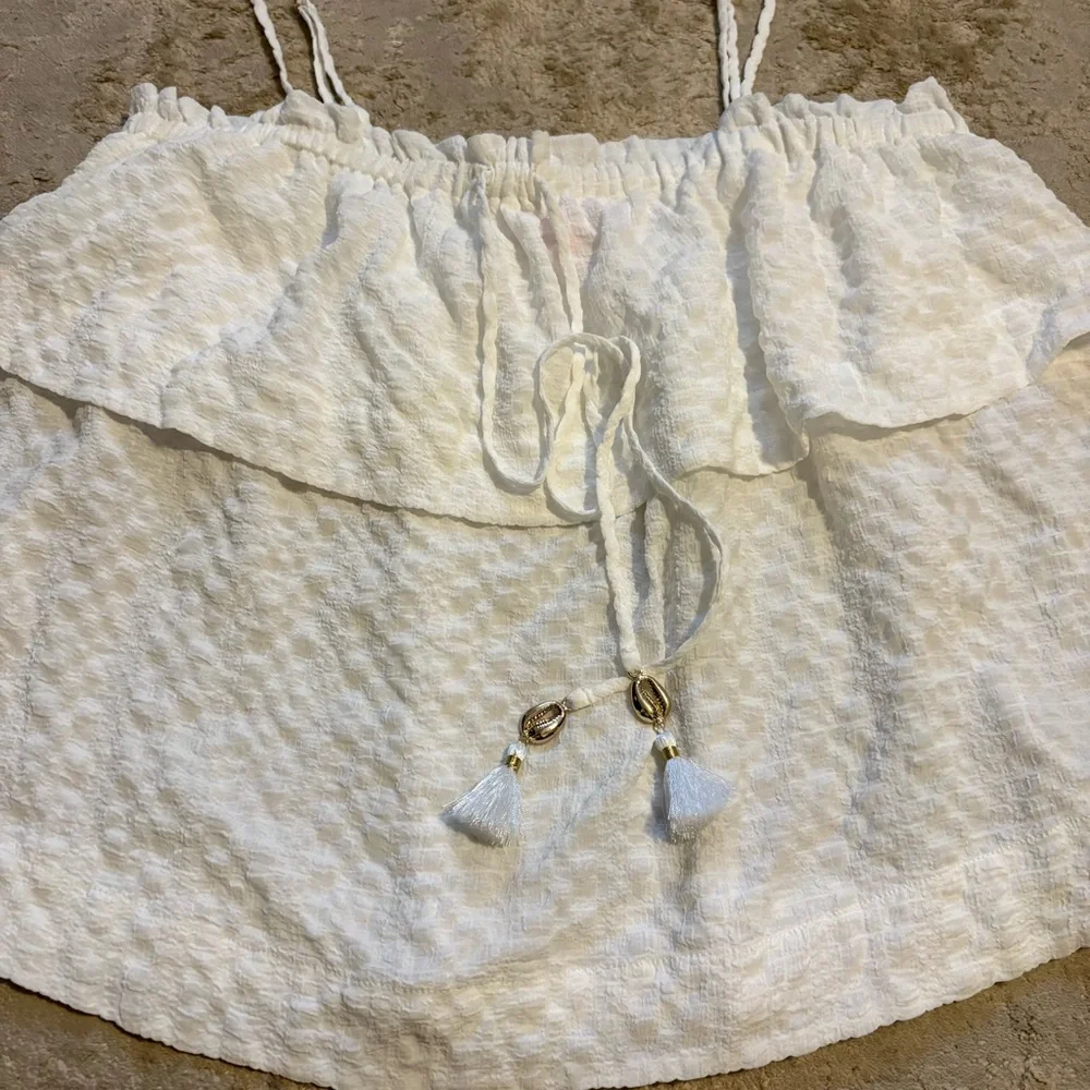 Lilly Pulitzer Mays White Textured Tiered Sleeveless Tank Top Size Large - Picture 5 of 10